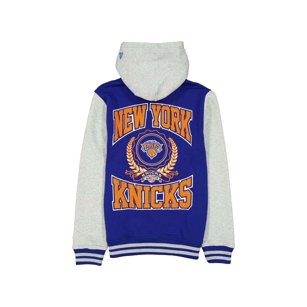 New York Knicks Throwback Prep Chenille Full Snap Hoodie - Picture 2 of 10
